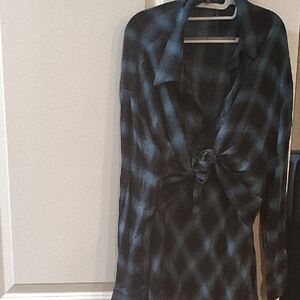 Fashion Nova Blue Plaid Maxi Dress